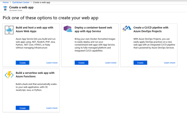 Screenshot displaying the creation of a web app