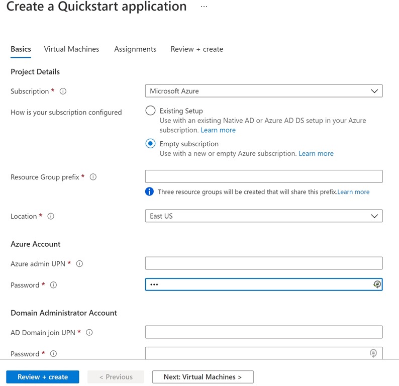 Create a Quickstart application