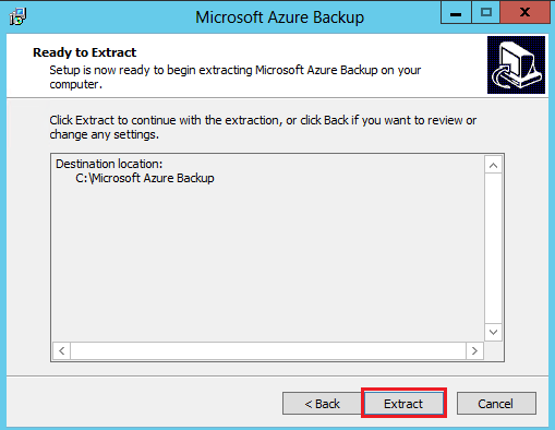 Ayıklamaya hazır Microsoft Azure Backup dosyalarını gösteren ekran görüntüsü.